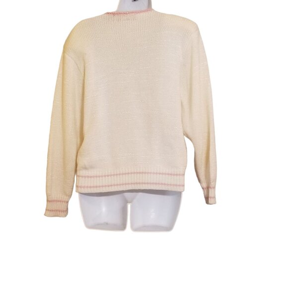 Ginenne Womens Vintage Sweater Size M Embellished Leaves Pullover Pastel - Picture 3 of 13